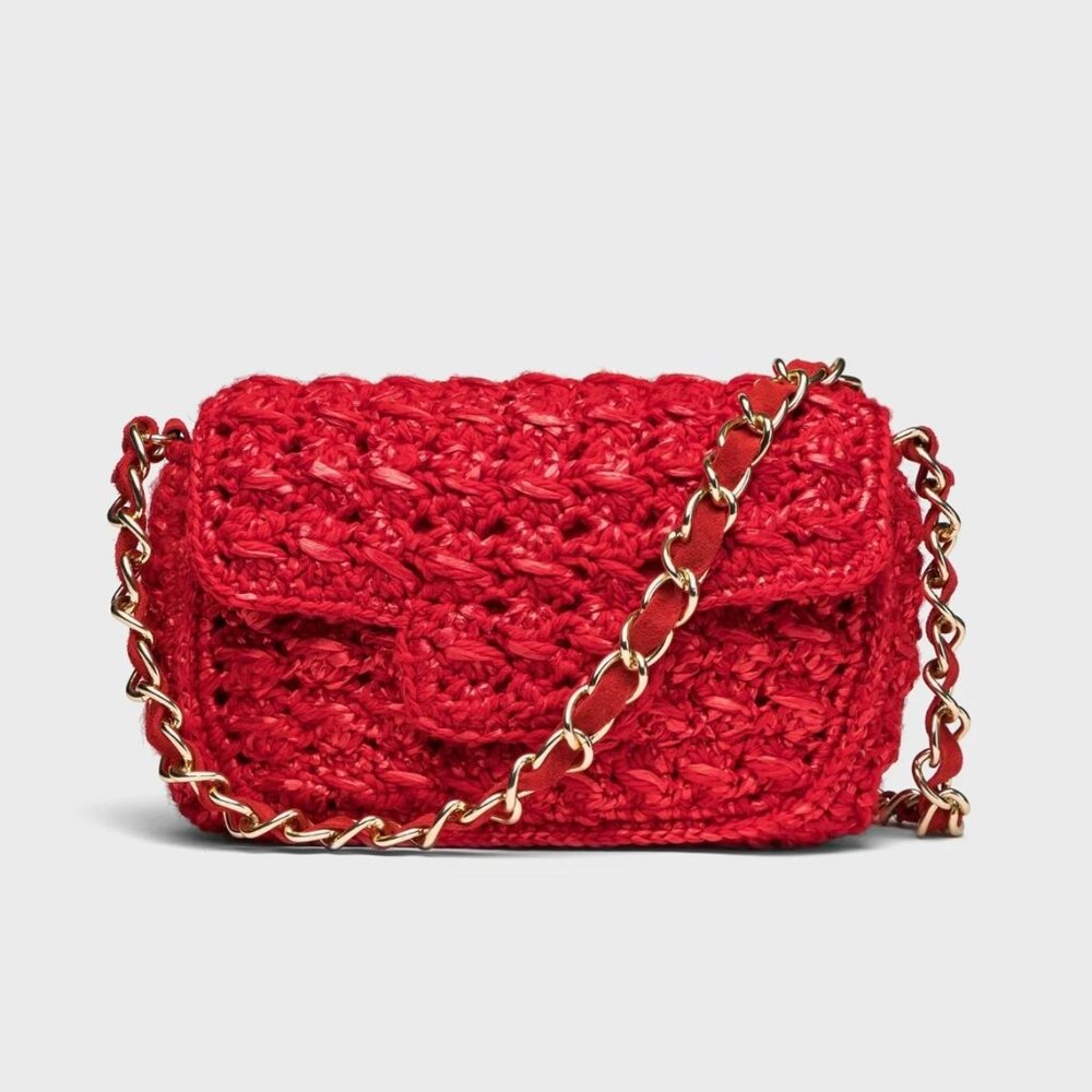 Caterina Bertini - Bright Red Woven Shoulder Bag